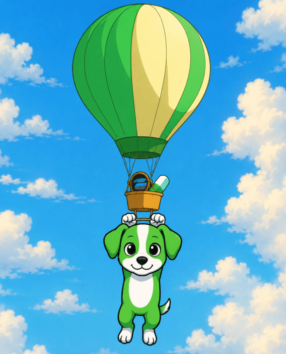 Airdog hanging from a hot air balloon, dropping the airdrop